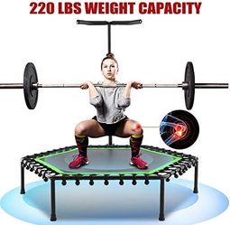 Trampoline Fitness Indoor/Outdoor Adjustable Handlebar & Elastic Rope System for Kids/Adults (Maximum Load: 220 lbs)