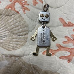 Vintage Coach Small Metal Robot Keychain Bag Charm
