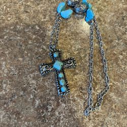 Women’s Western Turquoise Cross Necklace Shipping Available