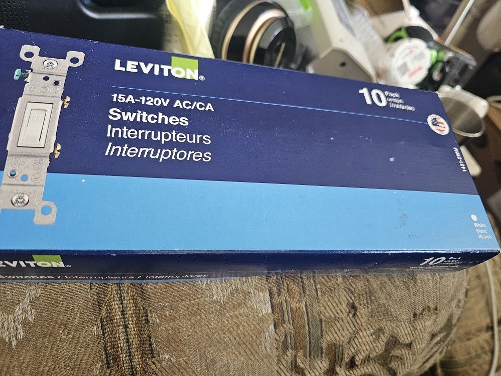 15 Amp Single-pole Switch, (10-pack) | Leviton Switches Ac/ca of Light , white, Made In USA