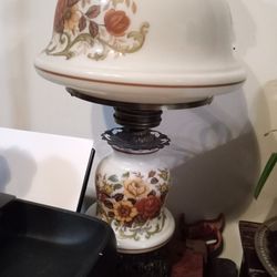 Antique Victorian Hand Painted Glass Lamp