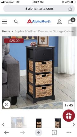New Decorative Storage Cabinet with Removable Water Hyacinth Woven