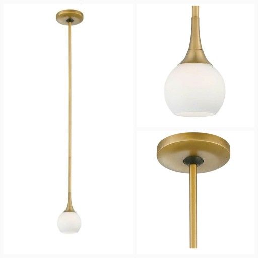 New GEORGE KOVACS P1801-248 Pontil Mini Pendant, 1-Light, 60 Total Watts, 6-in H x 4-in W, Honey Gold