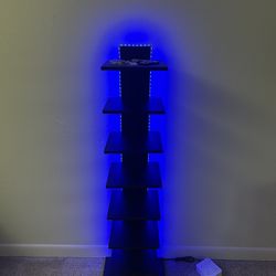 TUTOTAK Narrow Bookshelf, 8-Tier Bookcase with LED Lights, 