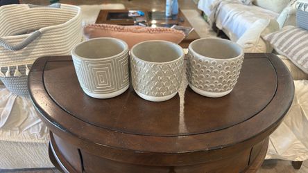 Textured Cement Planters, Set of 3