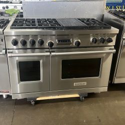 Wolf 48”Wide Dual Fuel Range Stove With Grill In Stainless Steel 