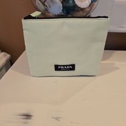 Prada Double Pouch Cosmetic Bag Mint Green And Black