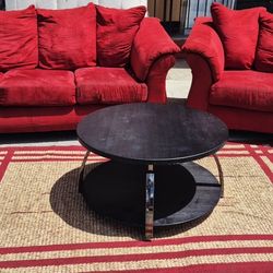 Red Microfiber 2 Piece Couch & Loveseat With Coffee Table & Matching Rug/ Delivery Available