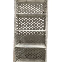 6 Foot White Rattan with 4 Shelves
