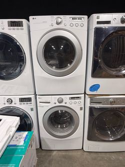 LG white front load washer and gas dryer set