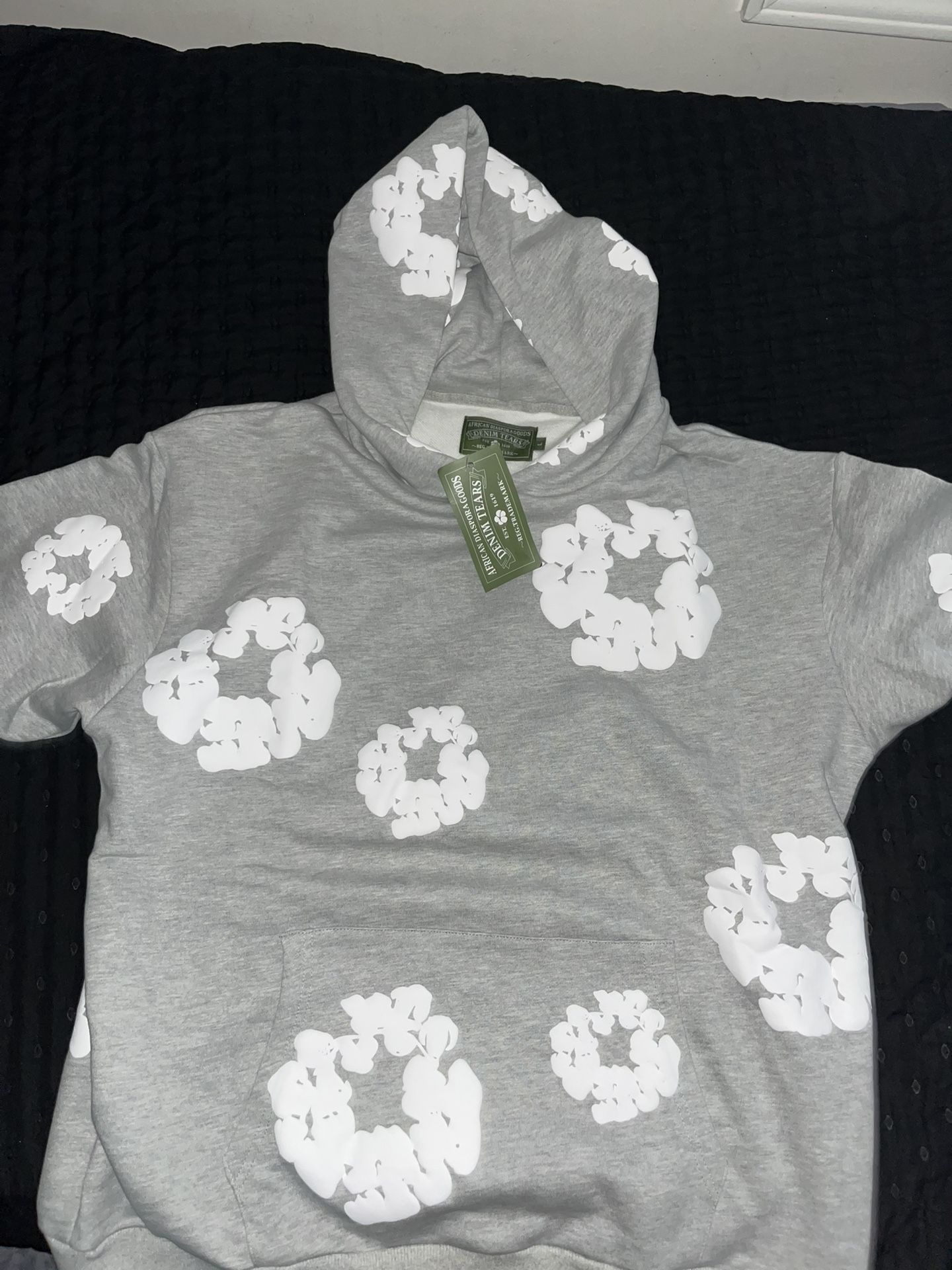 Grey Denim Tear Hoodie