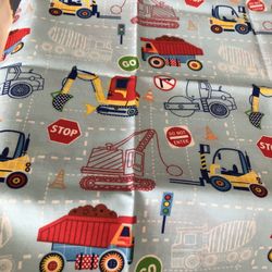1/2 Yard Forklift Dump Truck Machinery Print Fabric