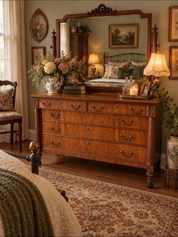Vintage Dresser with Ornate Mirror