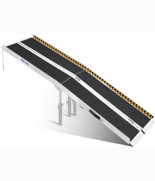 8FT Ramp Wheelchair Ramp, with Support Legs, Holds Up to 800Lbs