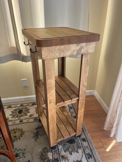 Wooden Kitchen Cart with Butcher Block Top