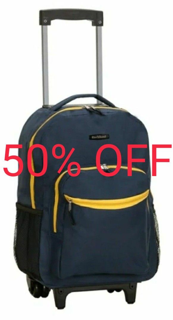 Rockland 17” Rolling Backpack - New/Navy Blue