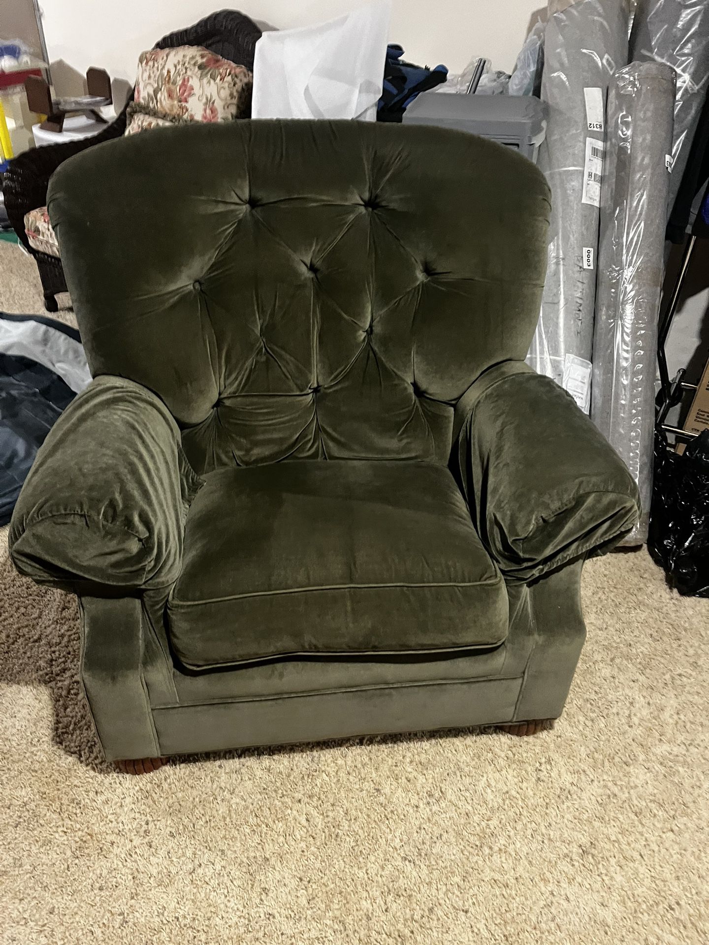 Lg Green Chair with Green Ottoman.