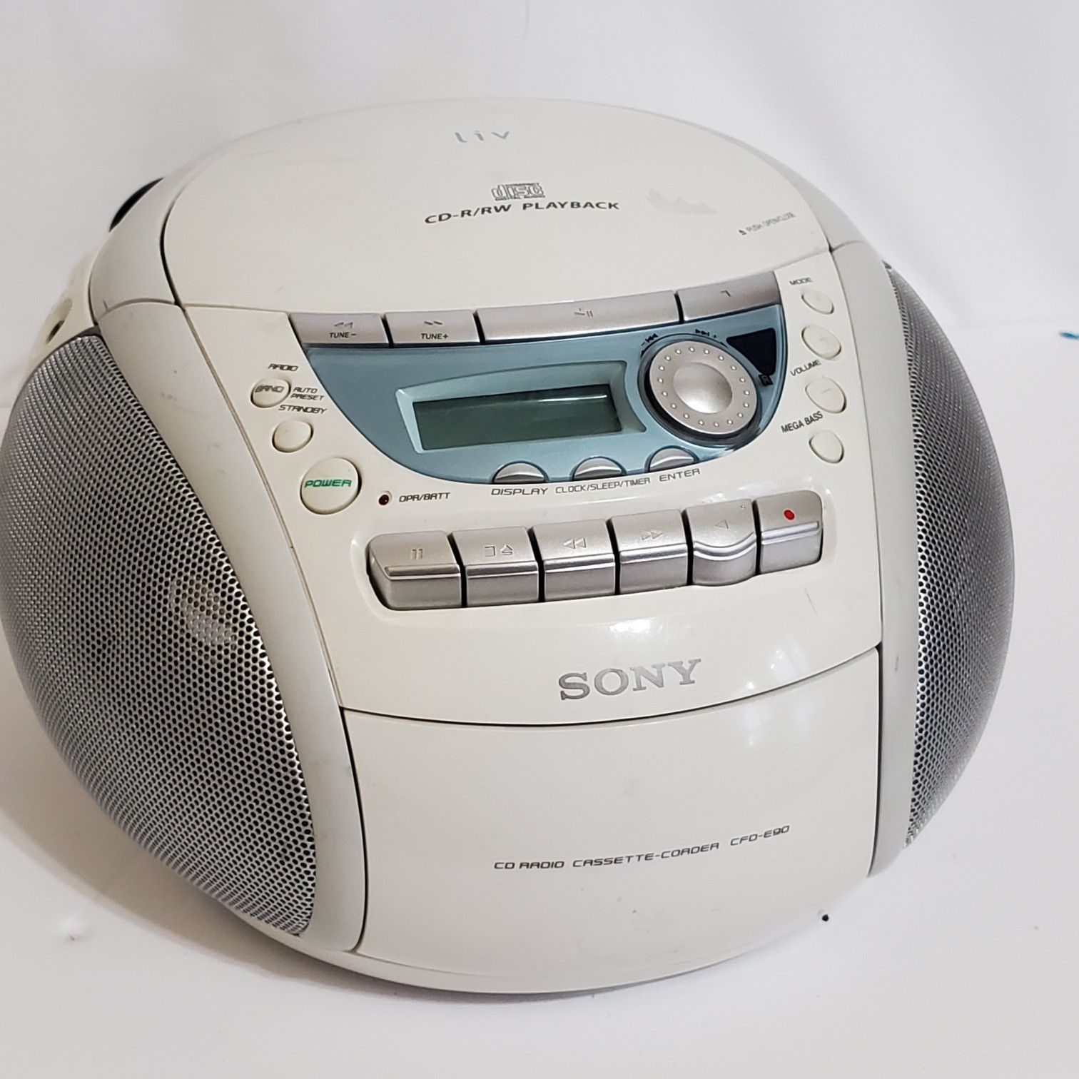 SONY Liv CFD-E90 CD AM FM Radio Cassette Recorder Boombox AC Cable