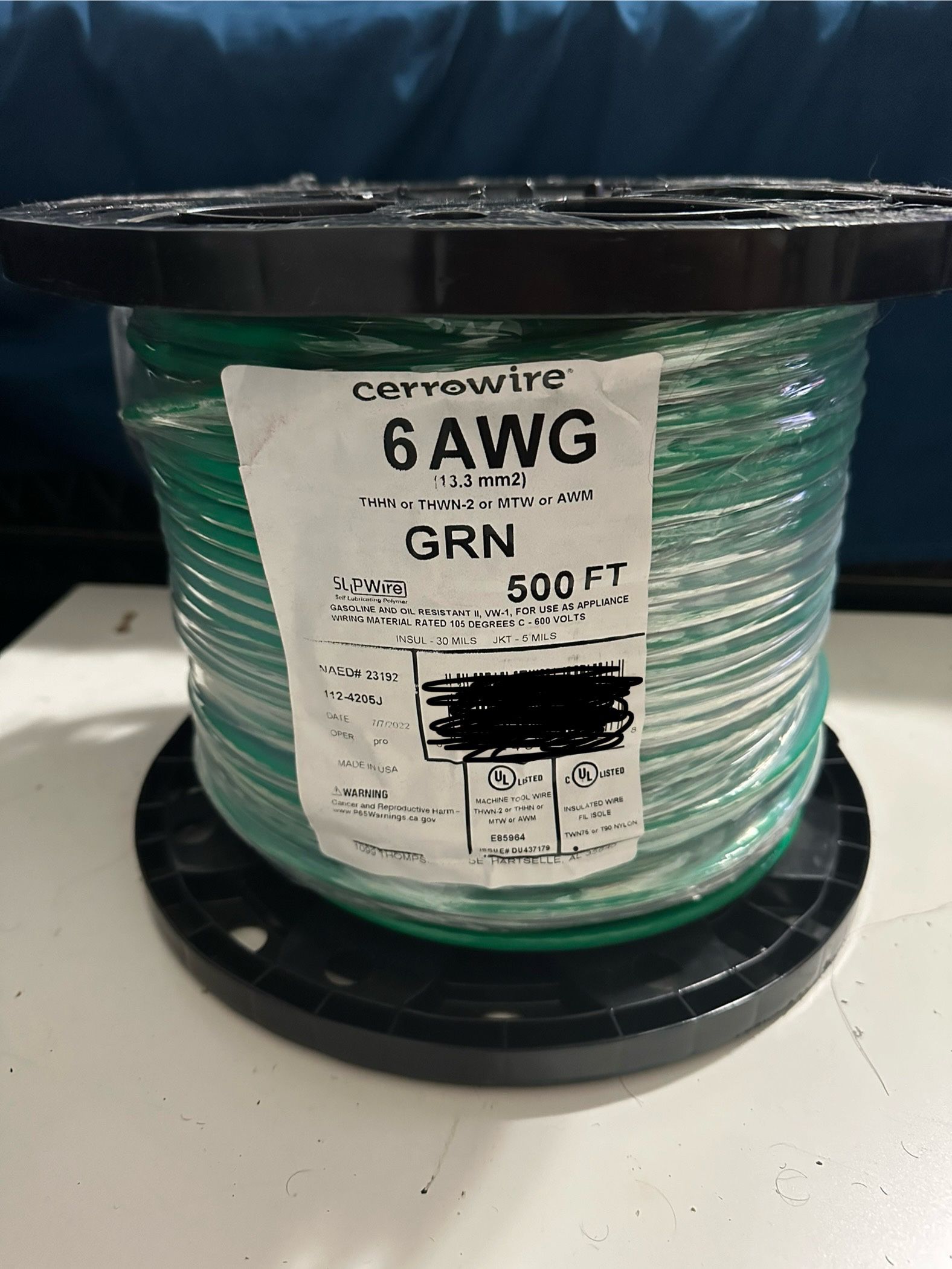 Green 6 Awg stranded wire