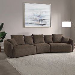 SOFA LUXURYAND CONFORTABLE W 7 PILLOWS W REMOVABLE COVERS  IN BROWN BOUCLE
