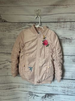 Girls Hudson Light Pink Embroidered Bomber Jacket size 6x