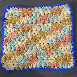 Super Soft Handmade Crocheted Pet/Baby Blanket With Blue Rim