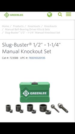 Slug buster manual knock out set