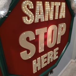 Gemmy Industries 2004 Fiber Optic 5ft Santa Stop Here Sign RARE