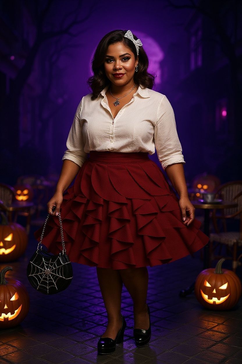 Ruffle Gothic Pinup Skirt Plus Size Womens Nee