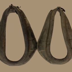 2 Authentic Vintage Leather Horse/Mule Collars Primitive Uncleaned Condition - Awesome Rustic Equestrian Western Ranch/Cabin Decor 