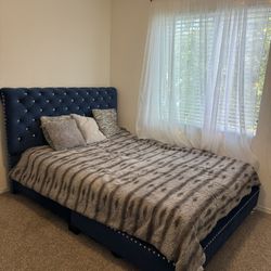 Queen Size Bed Frame & Matching Chair 