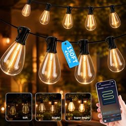New 150FT Outdoor String Lights, LED Patio Lights with Remote APP Control
