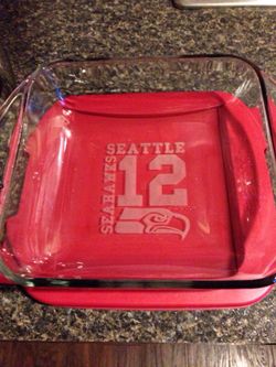 Seahawks glass dish with lid