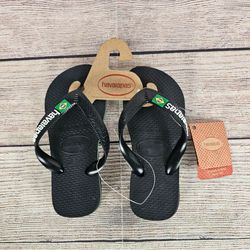 NEW Havaianas Toddlers Brazilian Black Flip Flop Sandals Size 11/12C