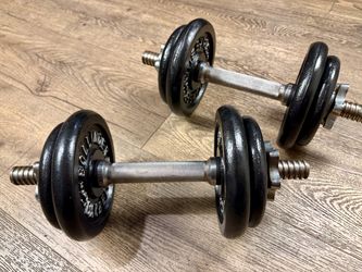 Adjustable Spin-lock Dumbbells Bollinger Cast Iron  pairs of 5s a d 3s pounders. Total:42 lbs
