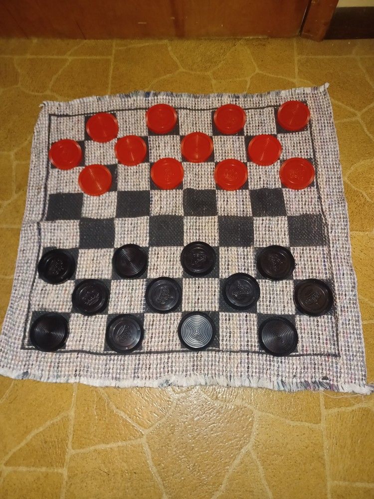 Large Checkers Set On Rug