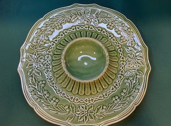 Beautiful 13” chip and dip from the Bordallo Puheiro collection. Made in Portugal