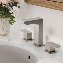 Minimalist 2-Handle 3-Hole Bathroom Sink Faucet Widespread Vanity Faucet with Drain SFS1306BNK/GD