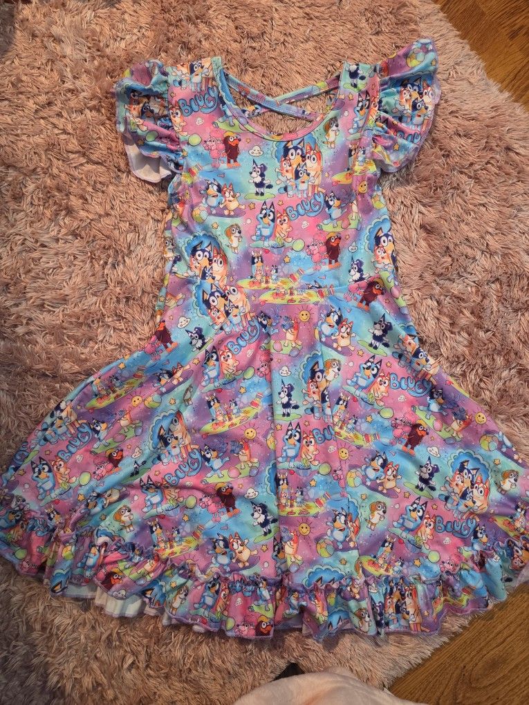 Boutique Girls Bluey Dress Size 7-8
