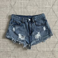 Non Brand Women’s Blue Distressed Summer Denim Jean Shorts