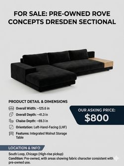FOR SALE: Rove Concepts Dresden Sectional Sofa w/ Walnut Table - $800 (South Loo