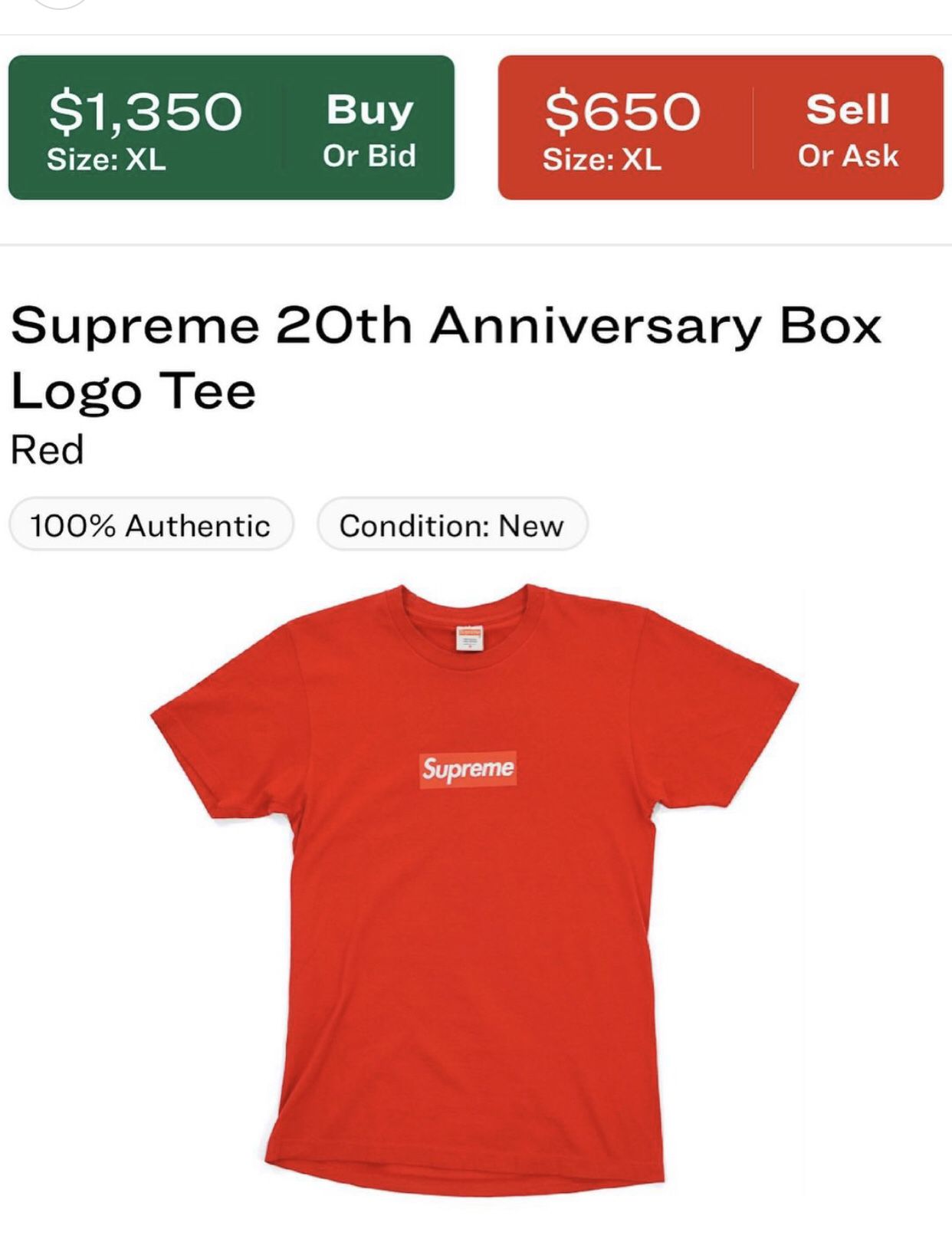 Supreme 20th anniversary Box Logo Tee