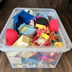 Box of Assorted Dollhouse Furniture and Accessories