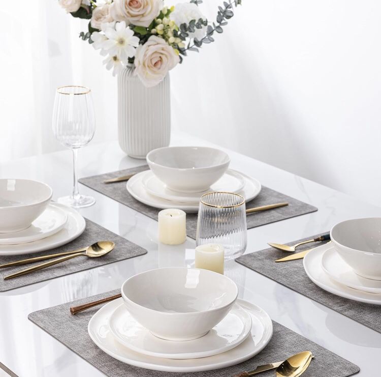 Brand New Ceramic Dinnerware Service for 4; Includes 12 Pieces (still sealed in box !)