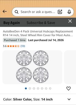 4- 14" Hub Caps (Silver)