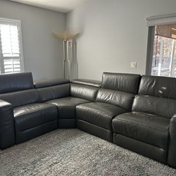 Dark gray leather sectional