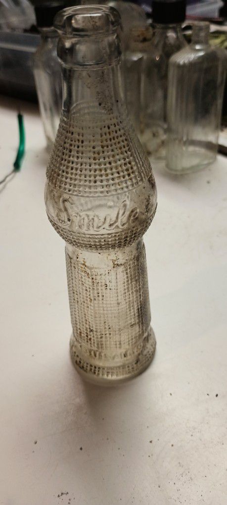 Antique/Vintage Embossed Smile Soda Bottle...Rare