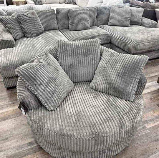 Lindyn Fog Oversized Swivel Accent Chair