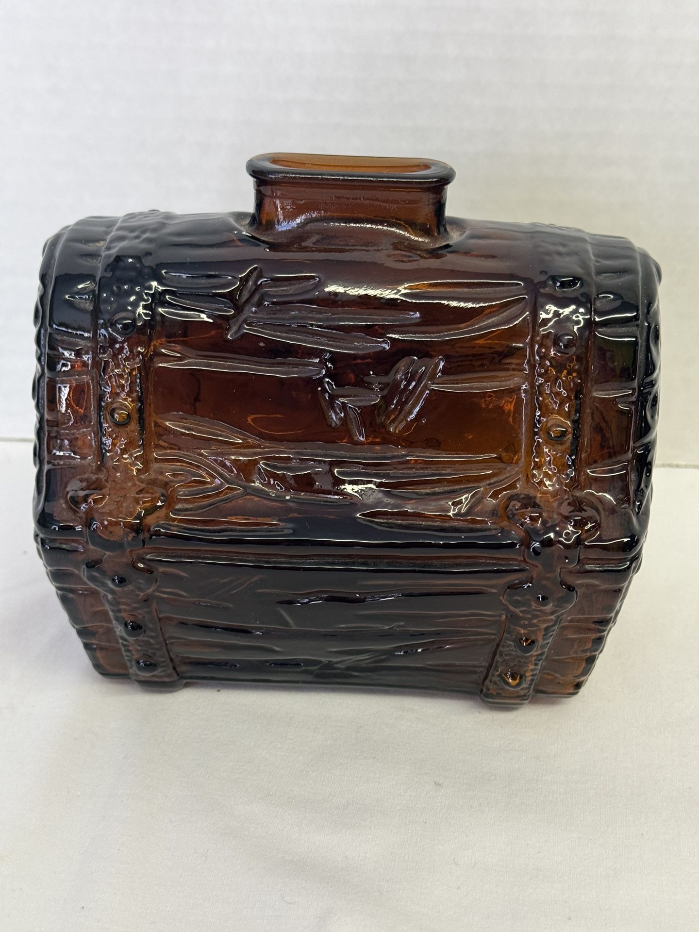Anchor Hocking Treasure Chest Coin Bank Amber Brown Color Blown Glass