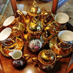 Vintage 24K Gold Plated Tea Set 